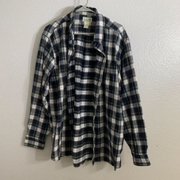 L.L Bean Other - L.L Bean Mens Flannel Shirt L Green/Navy